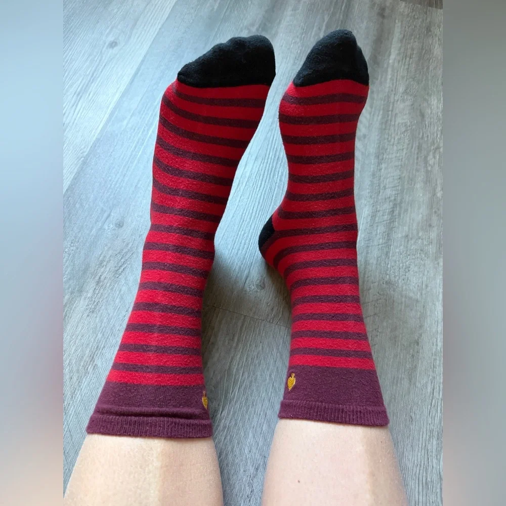 Kate Spade Socks Mid Calf Length Red Maroon Stripe Used